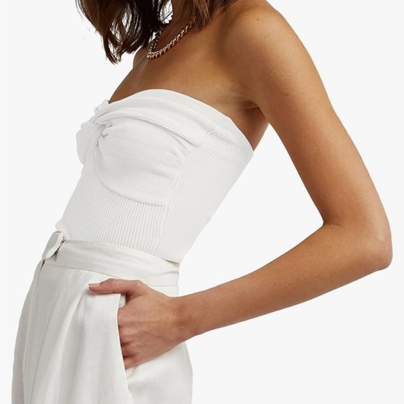 Set of 3 Strapless Sexy Sweetheart Ribbed Knit Twisted Knot Front - Picture 7 of 7